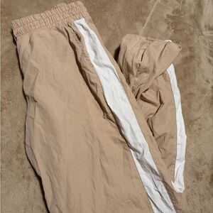 Tan and White Track Pants
